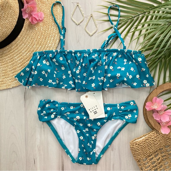 Billabong Other - Billabong 🏝☀️ Sea Green Girls’ Floral Bikini 🌺🍹👙🫧